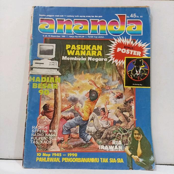 Majalah anak-anak : majalah vintage Ananda Edisi  No.45 . November 1990 'Padukan Wanara membela Nega