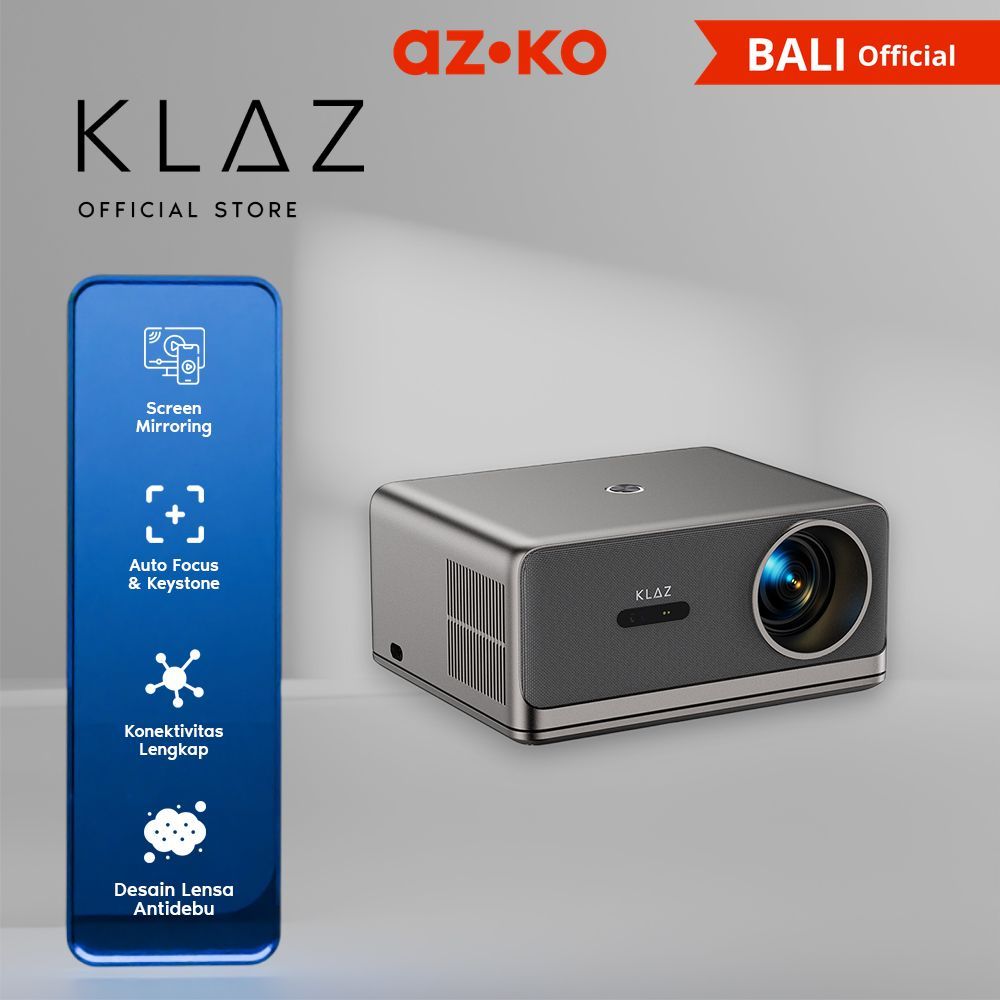 AZKO Klaz Proyektor 1080P Full HD 800 ANSI Auto Focus GTV  Dongle- Abu-abu Alat Proyeksi Projektor I