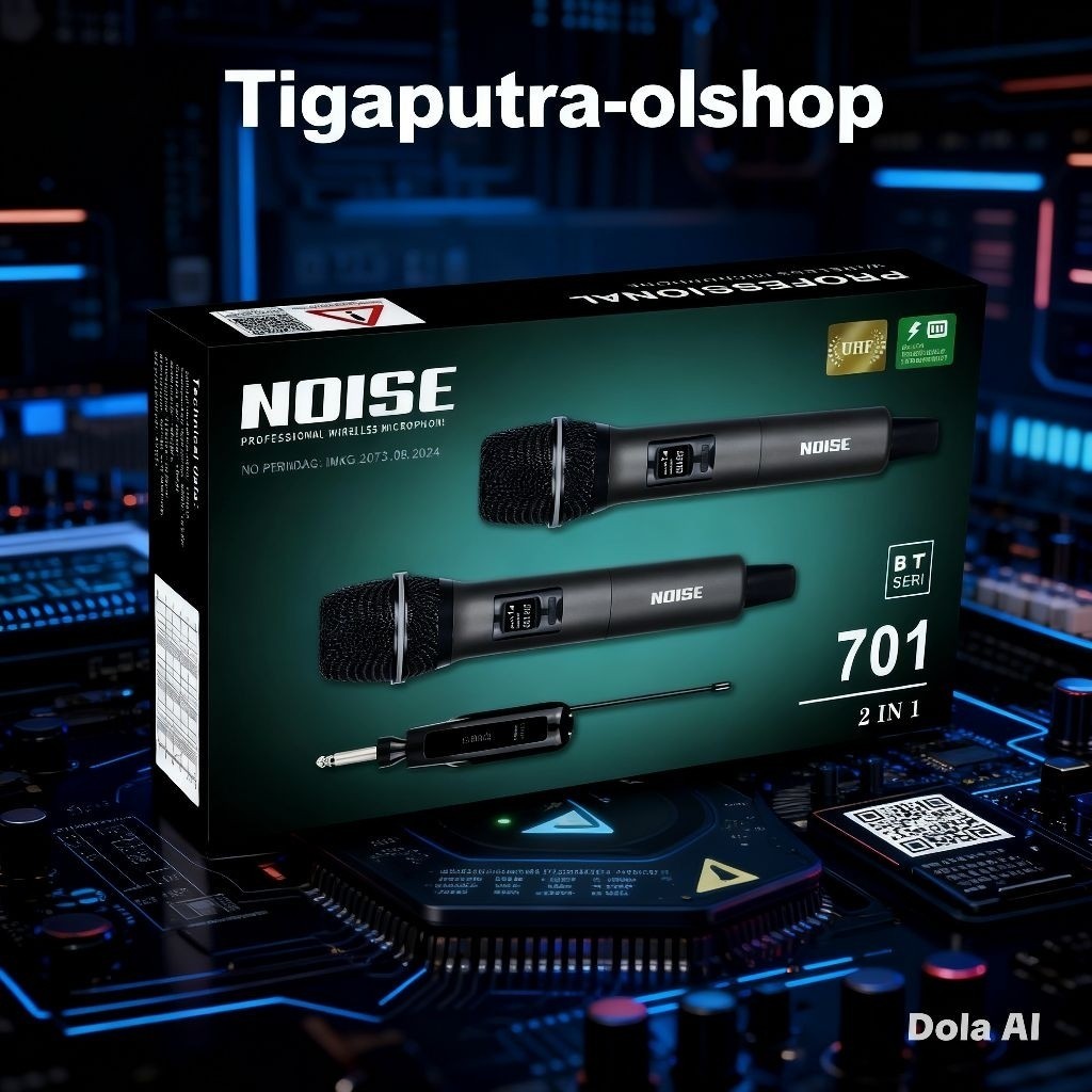 Mic Wireless NOISE BT SERI 701 2in1 Original UHF Professional Microphone Wireless untuk Karaoke Acar