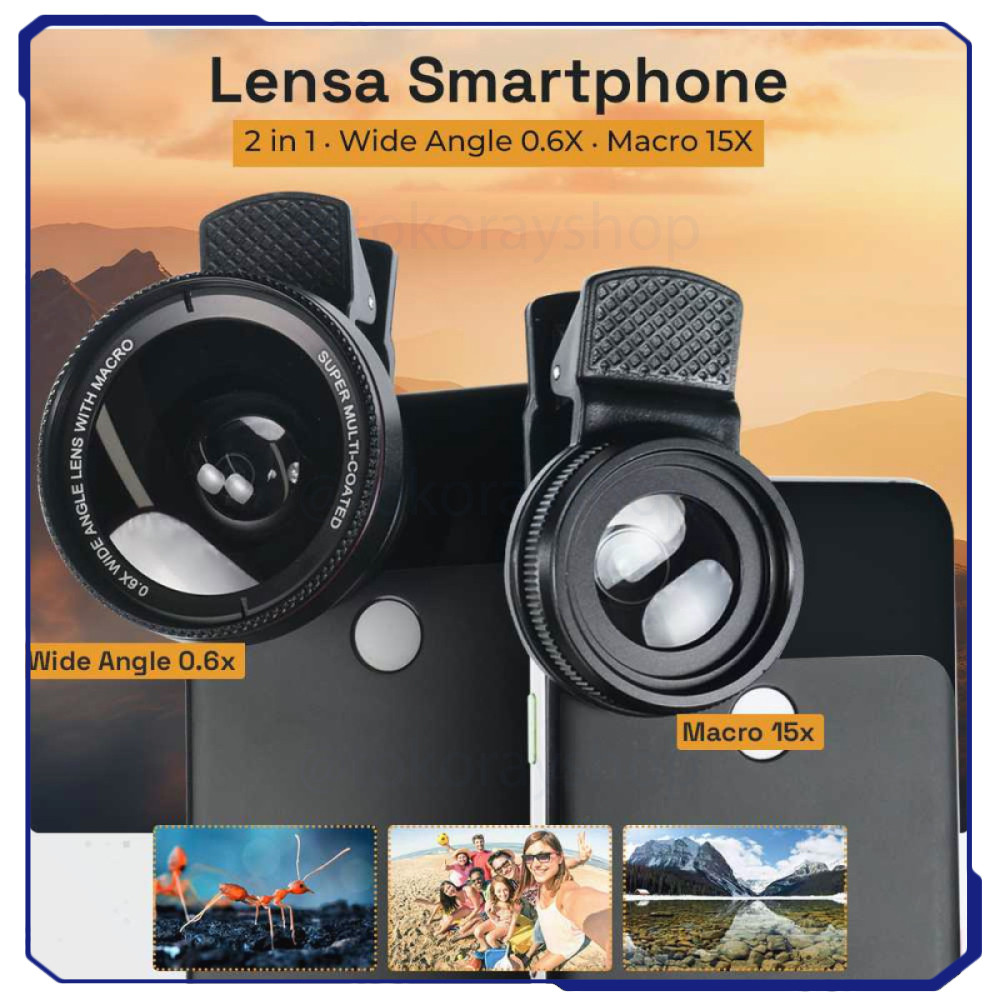 Lensa Smartphone 2 in 1 Wide Angle 0.6X Macro 15X - TKS37