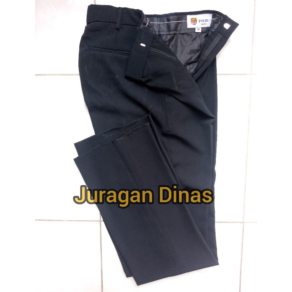 ReadyCelana PDH Hitam Jatah POLRI kain halus licin / Celana kantor hitam / Celana safari hitam