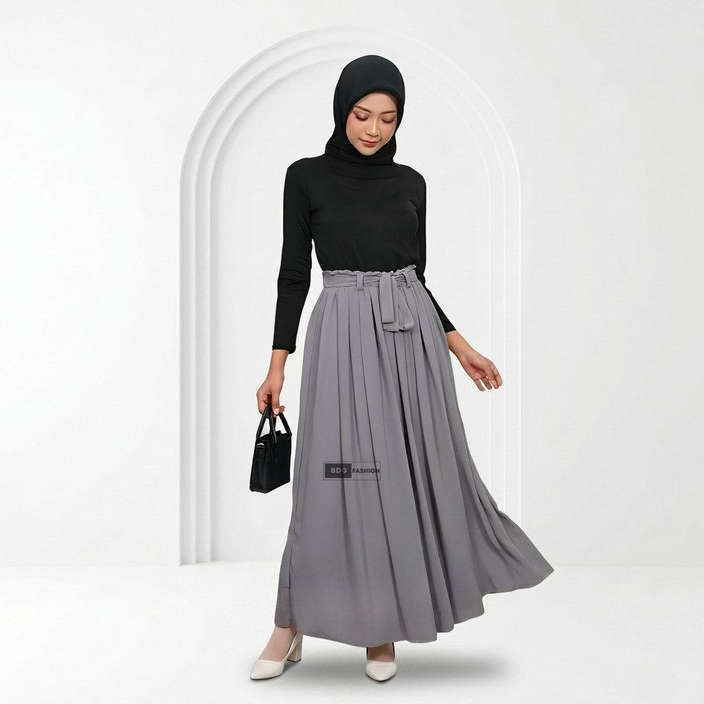 Rok Wanita Rempel Mayung Bahan Ceruti Premium Polos