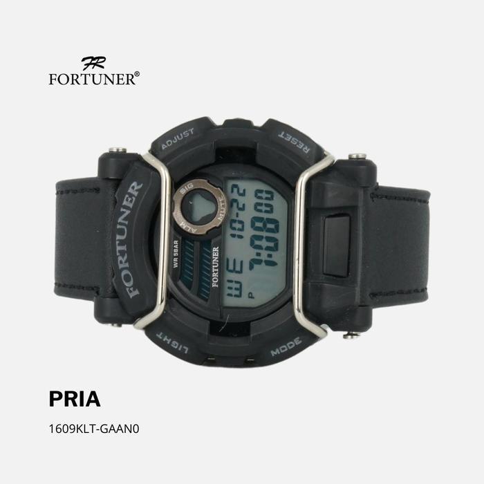 Fortuner Jam Tangan Pria Digital Sport Kaca Plastik Water Resist Kulit Stainless Steel Back Olexa - 