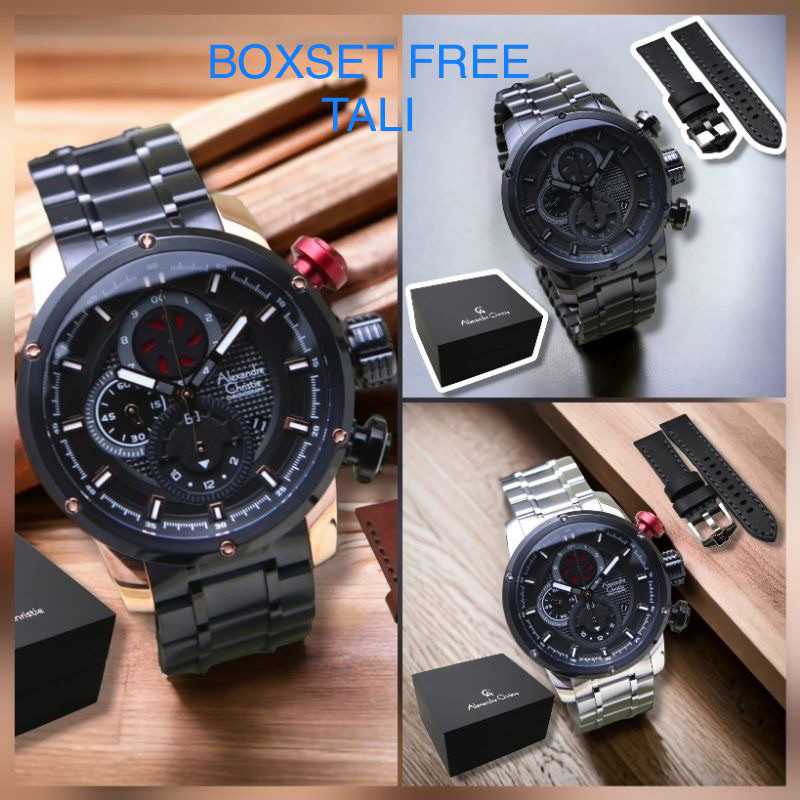 READY STOK AC 6239 BOXSET Alexandre Christie AC 6239 Jam Tangan Pria Original AC 6239