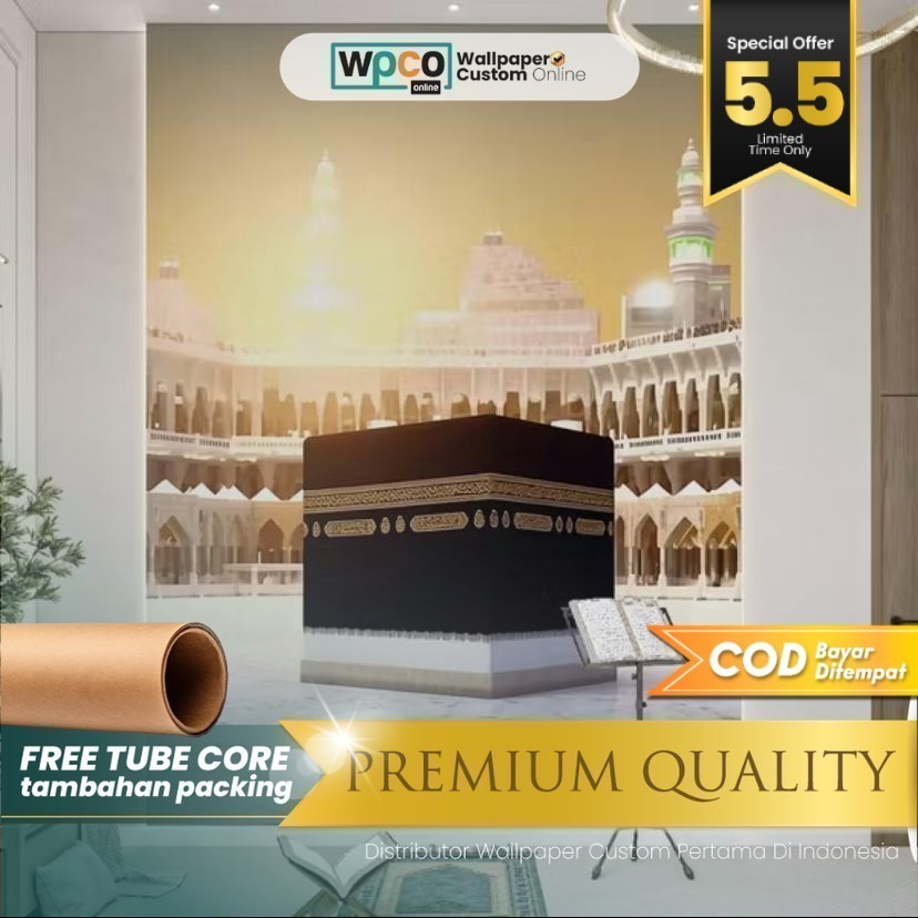 Stiker Dinding Mushola Motif Religi Gambar Mihrab Kabah Mekah Premium