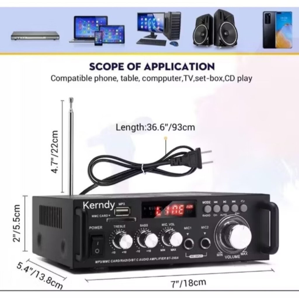 TERLARIS Amplifier Bluetooth EQ Audio BT298A Amplifier Karaoke Home Teather FM Radio 600W Original A