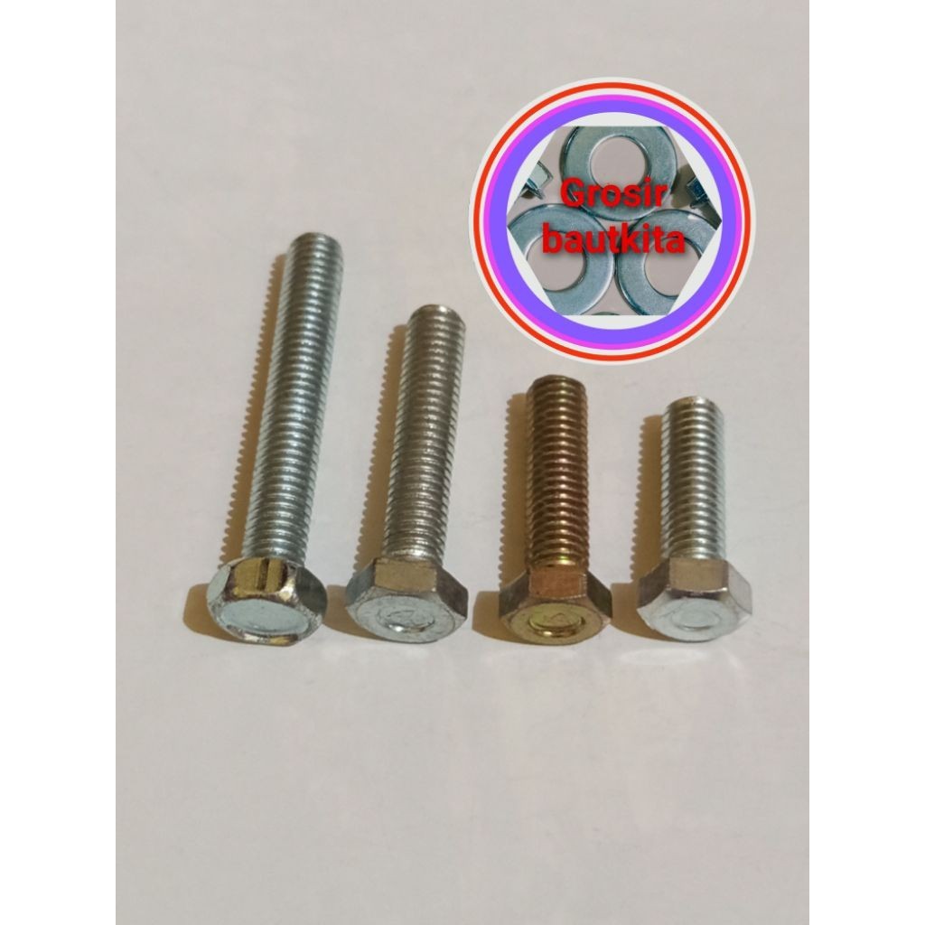 COD 1,PASANG..BAUT 12.BAUT HEXAGONAL PANJANG  2,5cm..3cm..4cm..5cm..BAUT BMP/K.M8*25.M8*30.M8*40.M8*