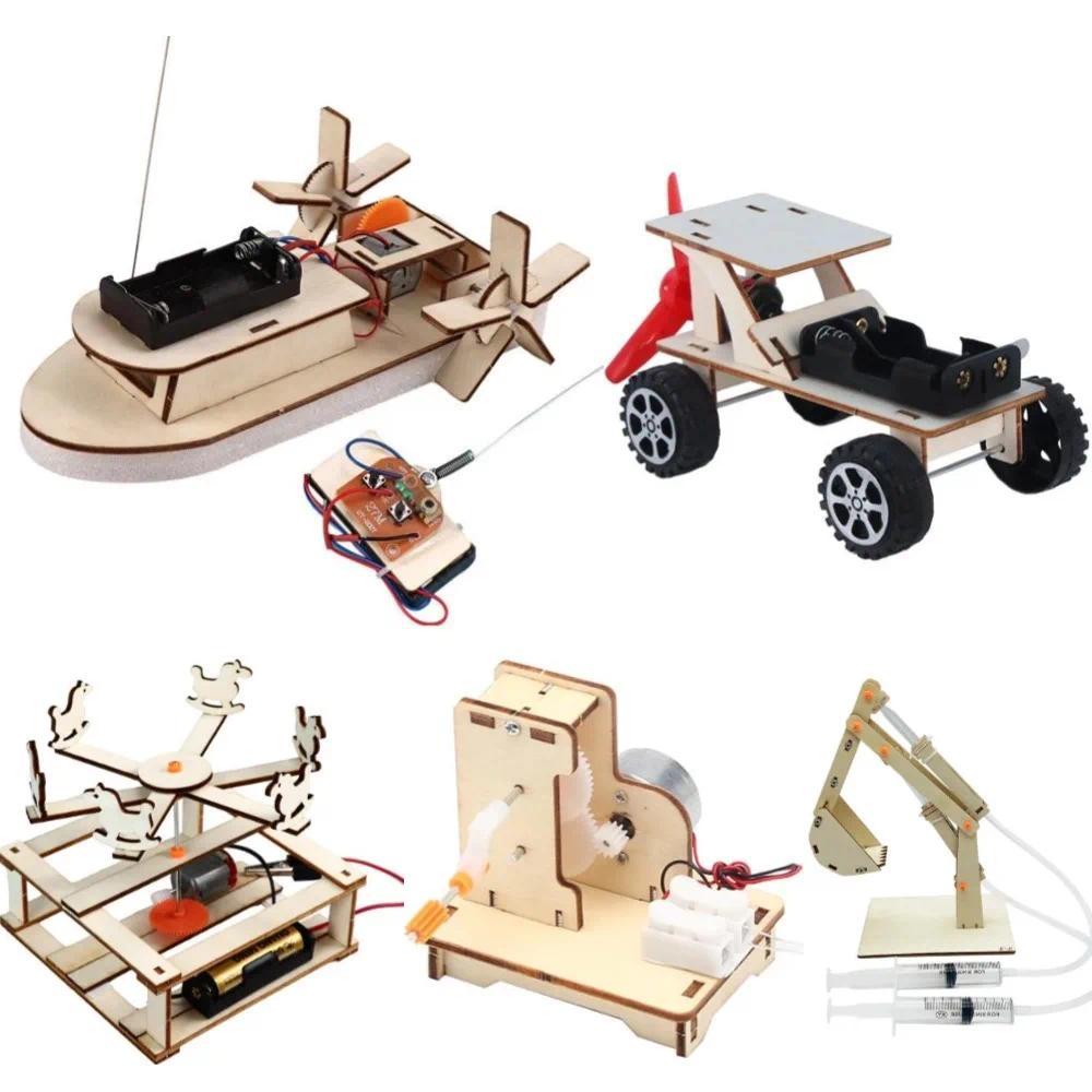 Y Science Toys ildren Educational STEM Projects Kits 3D Assemble Boat Car Model Wood Puzzle Toy Scie