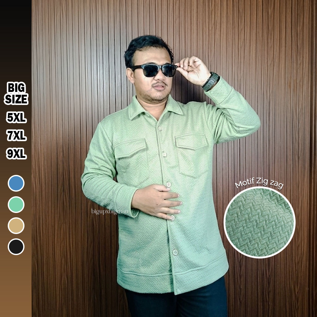 BigUp Jaket Pria Jumbo TERBARU Jaket Zigzag 2026 Model Kancing