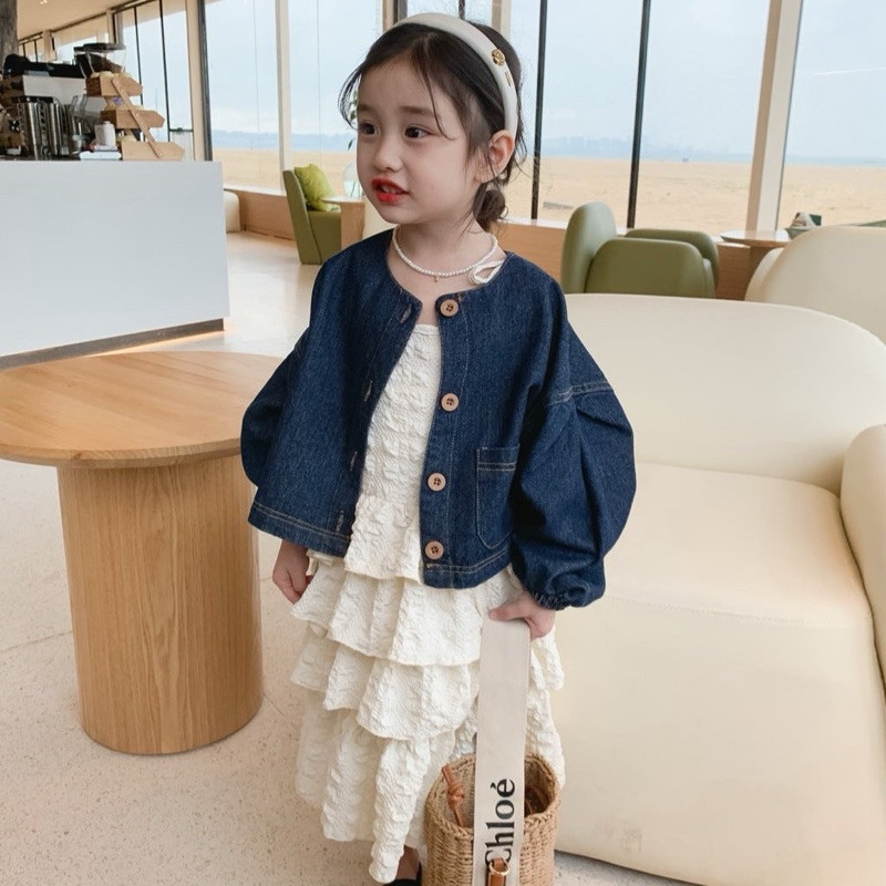 ZIZISHOP (1-8 Tahun) SVEA-Jaket Anak | Jaket Jeans Anak | Jaket Denim Anak | Outer Anak Perempuan 1-