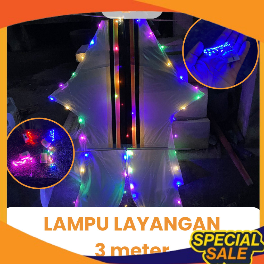 Lampu Layangan 2 meter - Lampu Layangan Kawat Baterai - Lampu Layang Layang Baterai - Lampu Layangan