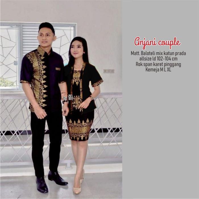 ANJANI COUPLE BATIK NATAL / BAJU NATAL / KEBAYA NATAL / COUPLE NATAL - Hitam, Baju cewek + rok