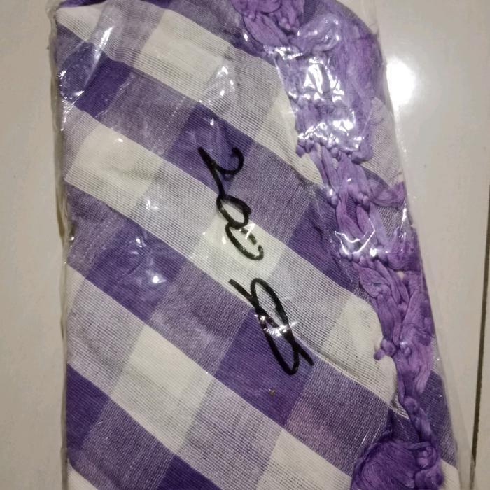 taplak meja makan ezpata motif kotak2 ukuran 150x200 Dekorasi Taplak Meja Katun - ezpata ungu, perse