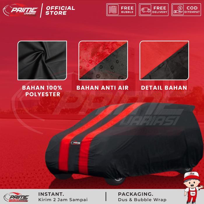 Body Cover 2 Warna Sarung Mobil 2 Warna - Suzuki IGNIS - Hitam List Merah