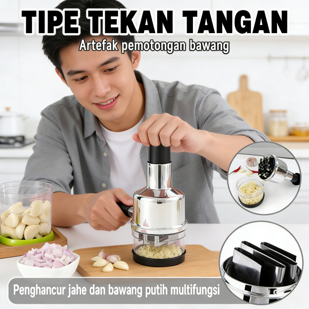 Pemukul Pemotong Baja Baja Sayur Manual Merah Putih Bawang Jahe Multifungsi Pemotong