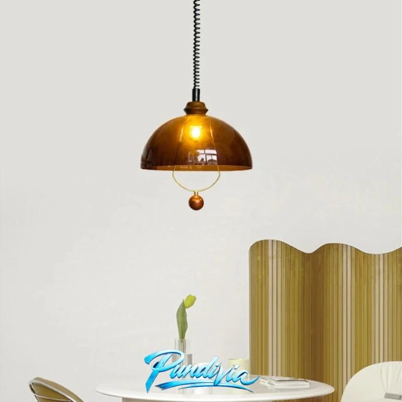 Lampu Gantung Akrilik Coklat E27 Dengan Kayu Metal Gold Lampu Hias Ruang Makan Dapur Modern Minimali