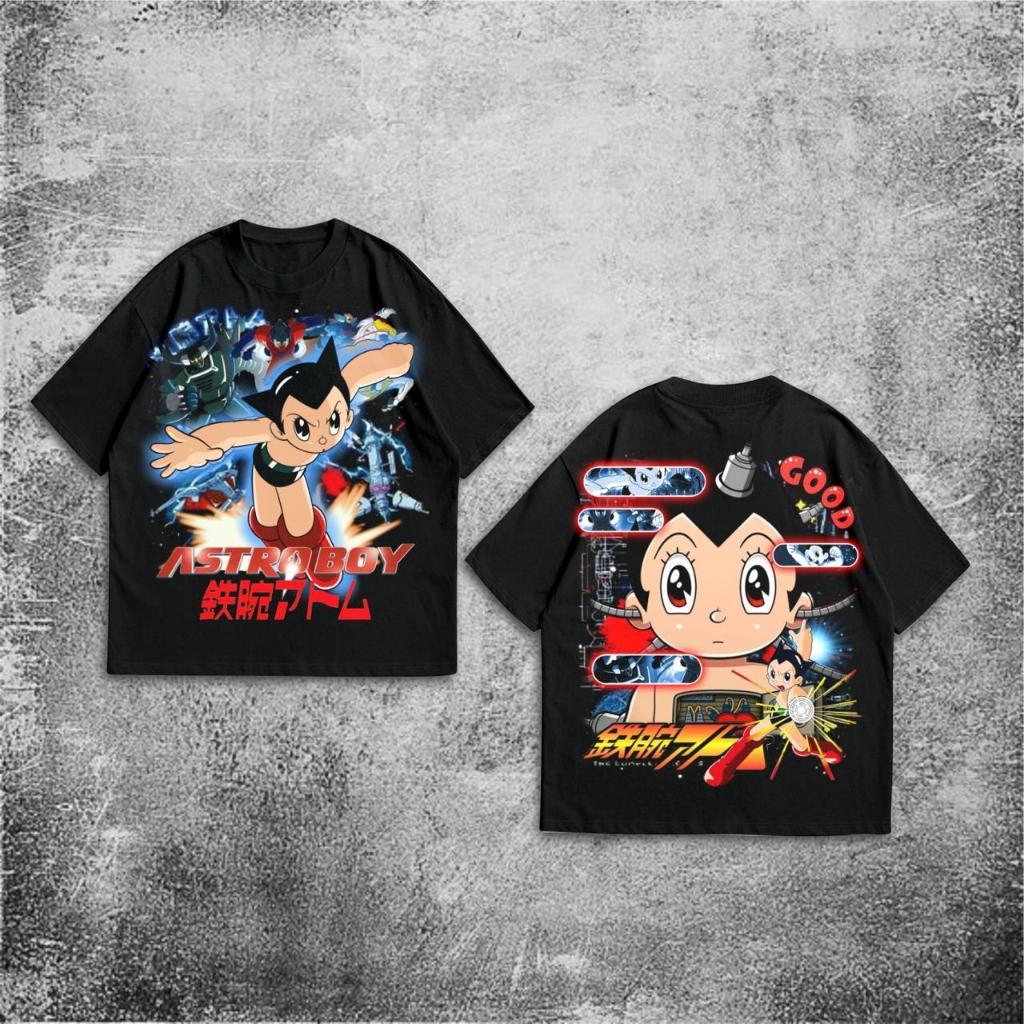 Baju Kaos P&B Oversize Astro Boy - T Shirt Vintage Astro Boy Oversized Black 20s