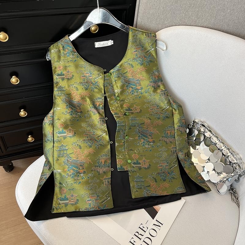 Rompi wanita berkualitas tinggi Jaket rompi tanpa lengan bergaya vintage