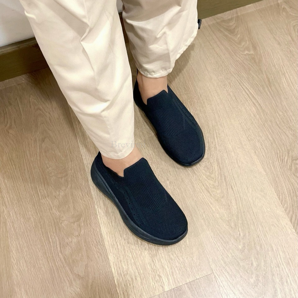 BREVINNI Smith Women Slip On Sneakers || Sepatu Slip On Wanita || Sepatu Slip On Full Black Wanita |