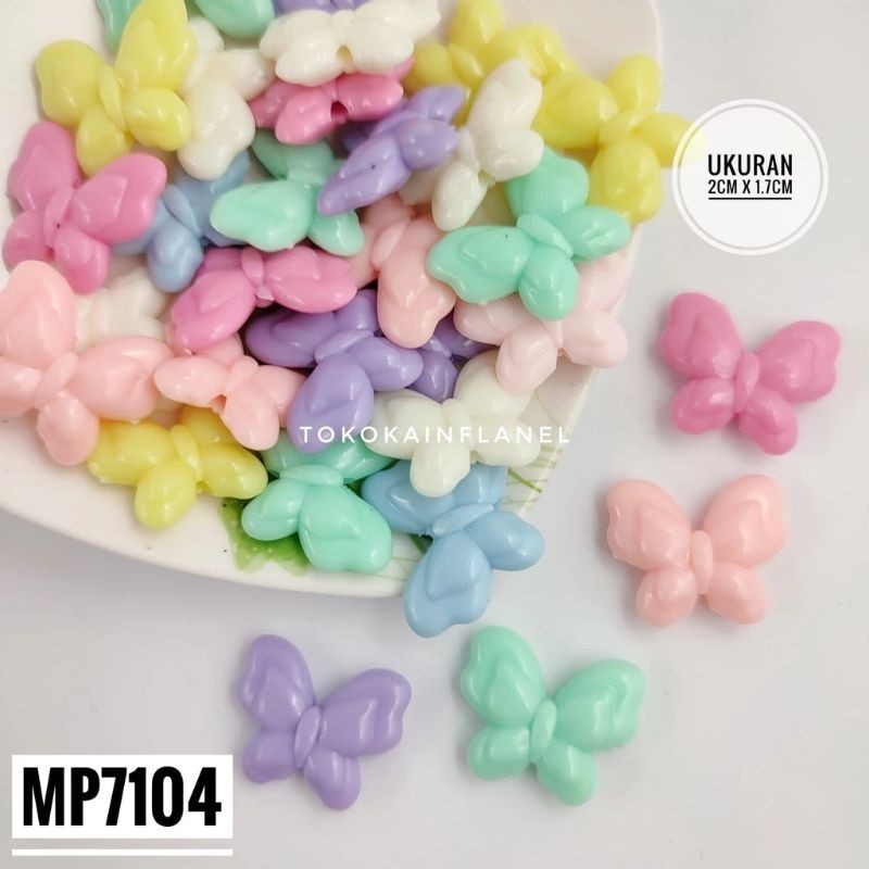 Mote | Manik Plastik Kupu - Kupu Warna Doff Pastel Campur Manik Import Murah - Mikado Mote