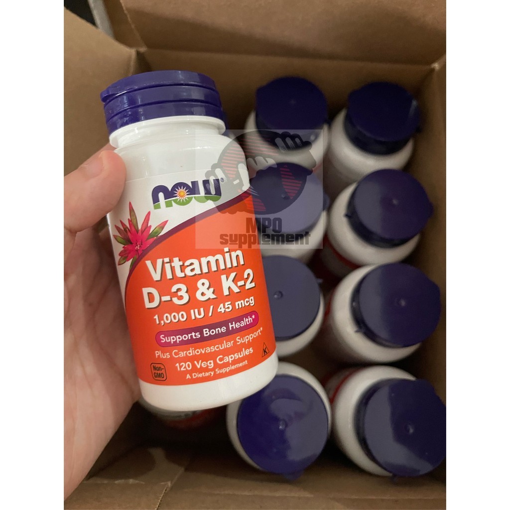 NOW Foods Vitamin D-3 & K2 NOW Vitamin D3 K2 Tulang Imun NOW D3 K2 (120caps) NOW Foods D3 K2