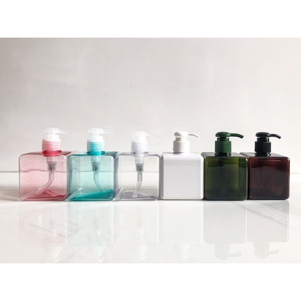Botol Pump Kotak 250ml Plastik Bathroom Bottle Aesthetic Packaging Shampoo Soap Dispenser Sabun Loti