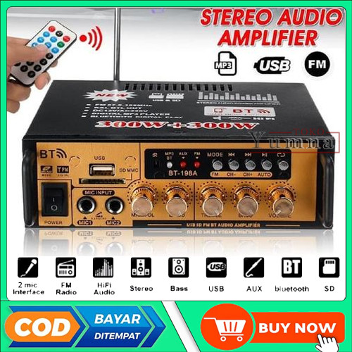 TERLARIS Power Amplifier Bluetooth Fleco BT-198A 600W | Audio Penguat Suara Full Bass amplifier Kara