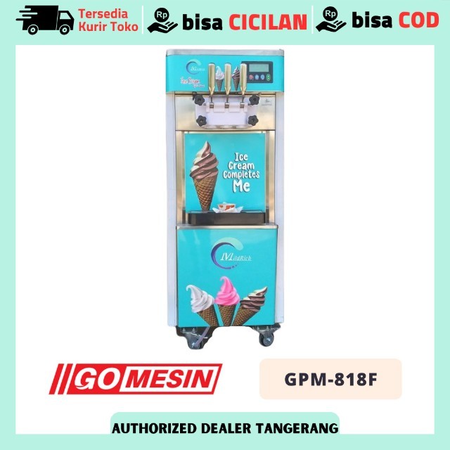 Mesin Es Krim Mesin Soft Ice Cream Pembuat Es Krim 3 Tuas Gomesin GPM-818F