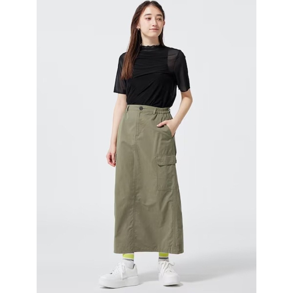 Rok Serut Panjang Wanita GU Cargo long Skirt - 2399