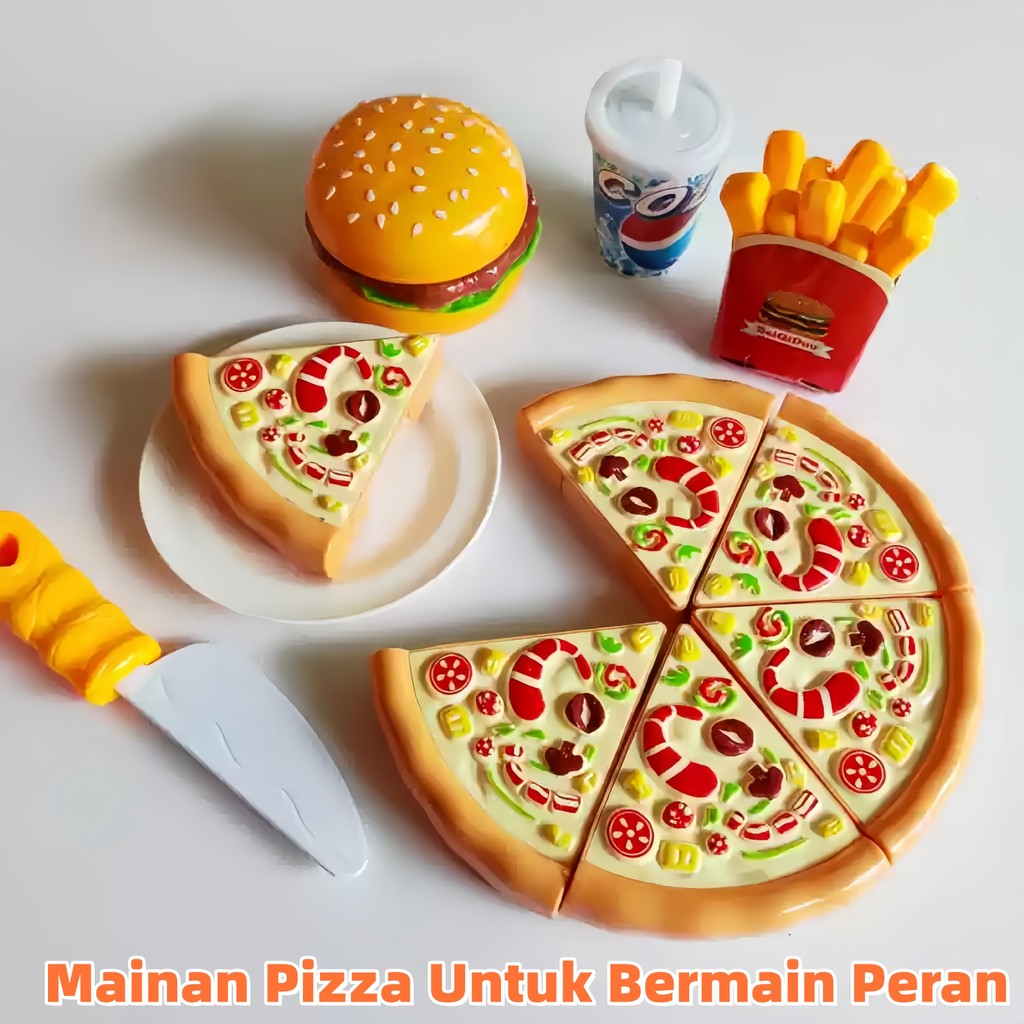 [Ready]Set Mainan Masak-Masakan Fast Food | Mainan Pizza Burger Kentang Goreng Bisa Dipotong, Lengka