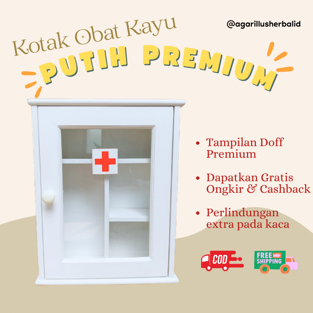 PROMO Kotak Obat Kayu Premium | Kotak P3K Kayu | Warna Premium | Termurah | Finishing Glossy 665434n