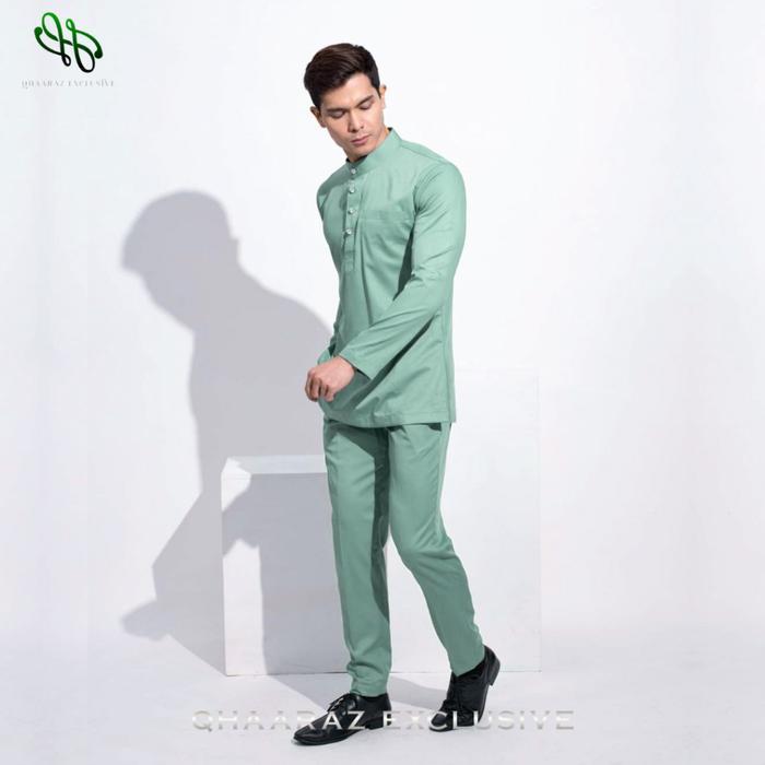 Raffan Baju Melayu Pria Setelan Koko Muslim Modern Bahan Katun Toyobo Satu Set Pakaian Kurta Cekak M