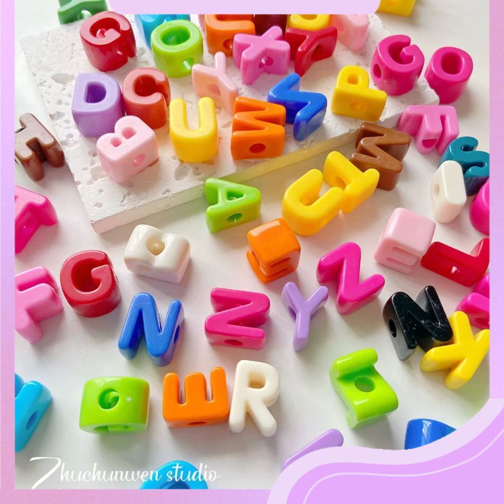 [1PCS] Manik huruf |Manik manik huruf |Manik huruf besar |beads huruf - 26 huruf Murah banyak warna