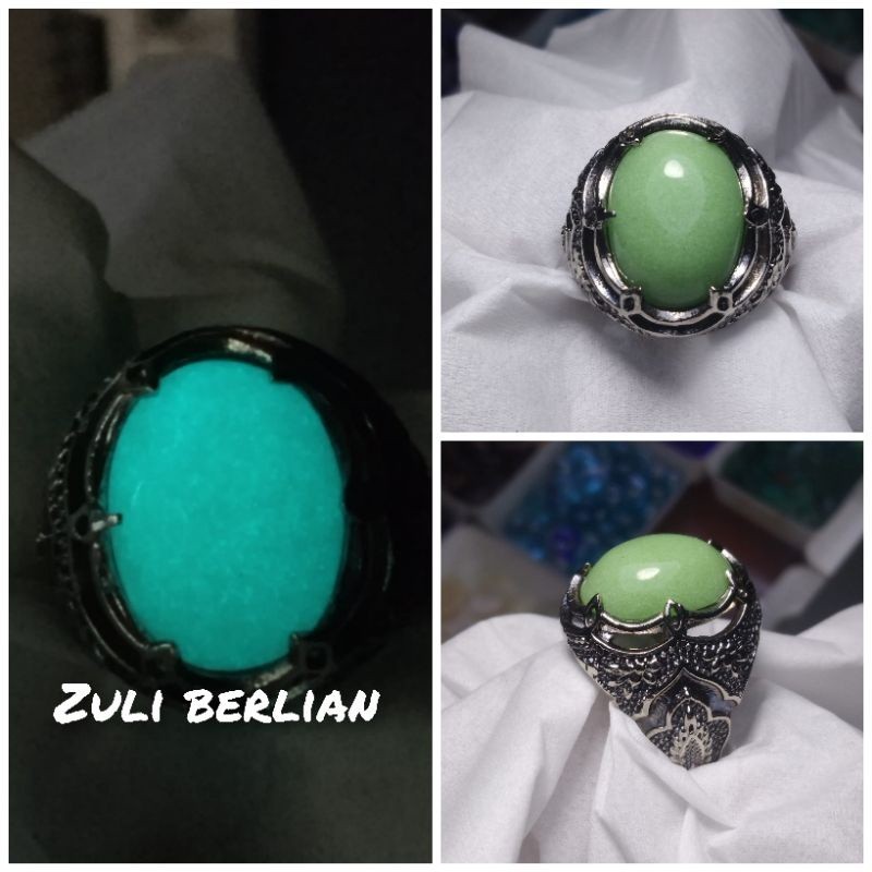 Cincin batu akik pospor hijau 525
