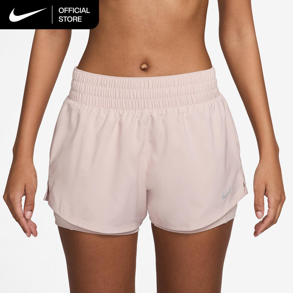 Nike One Dri-FIT Women's Mid-Rise 3" 2-in-1 Shorts - Silt Red [DX6013-667]