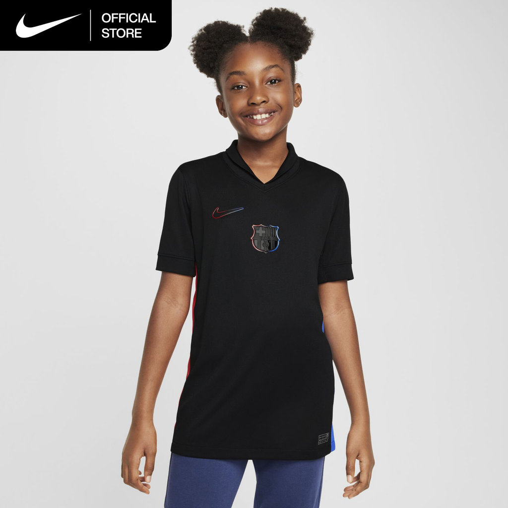 Nike Dri-FIT Older Kids' F.C. Barcelona 2024/25 Stadium Away Football Replica Jersey - Black [FN9148