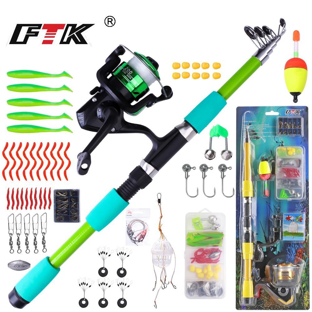 FTK Spinning Fishing Rod and Reel Combo 1.8M 30-60C.W Telescopic Rod with 5.2:1 Fishign Reel Max Dra