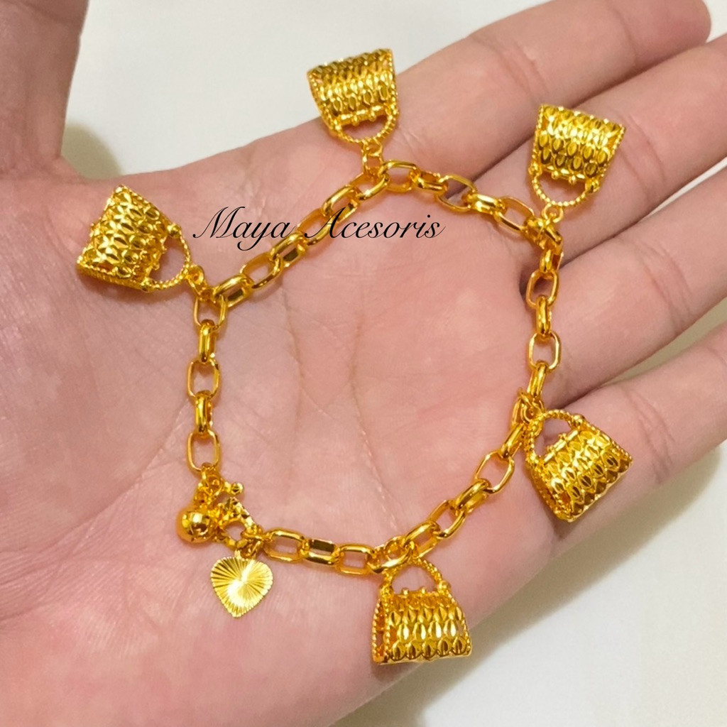 Gelang Rantai Titanium Lapis Mainan Tas