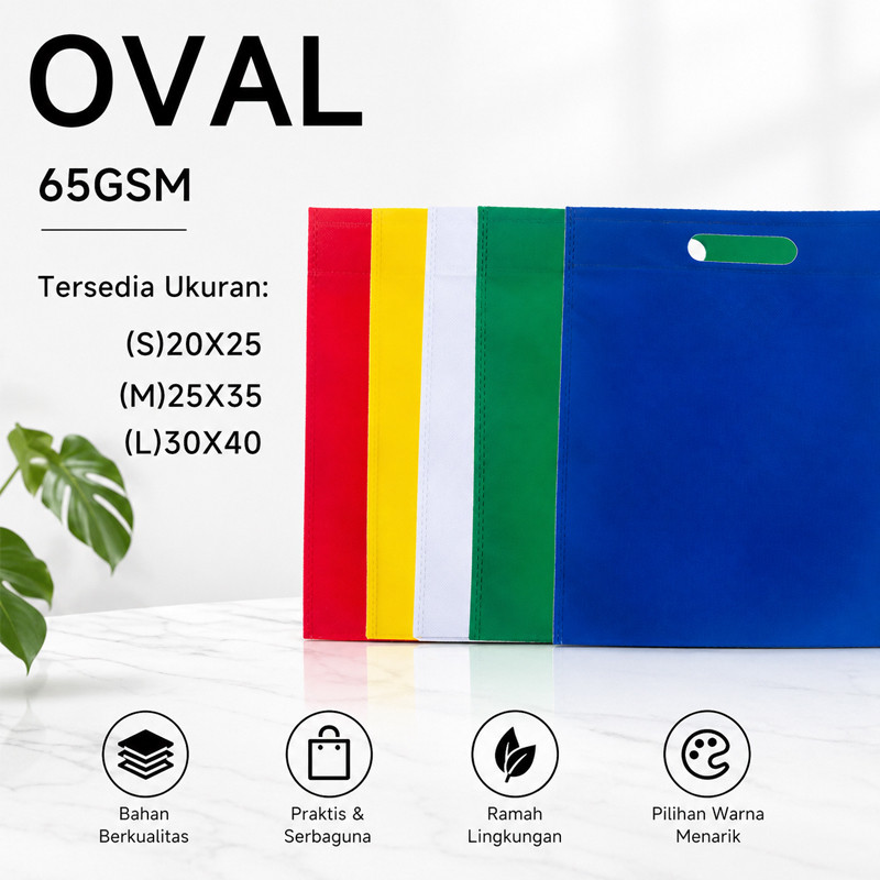 Tas Belanja Spunbond OVAL – 20X25 / 25X35 / 30X40 Murah & Awet – Cocok untuk Grosir & Eceran