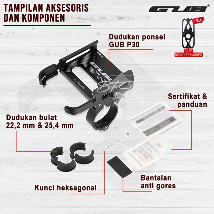 PHONE HOLDER GUB P30 / GUB P30 PRO Original Holder Handphone Dudukan Ponsel Aloy Aluminium Motor - G