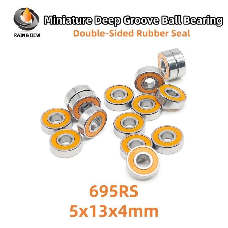 6PCS 695RS Orange Bearing 5x13x4 ABEC3 Hobby Electric RC Car Truck Bearing 695 2RS   Rubber Sealed B