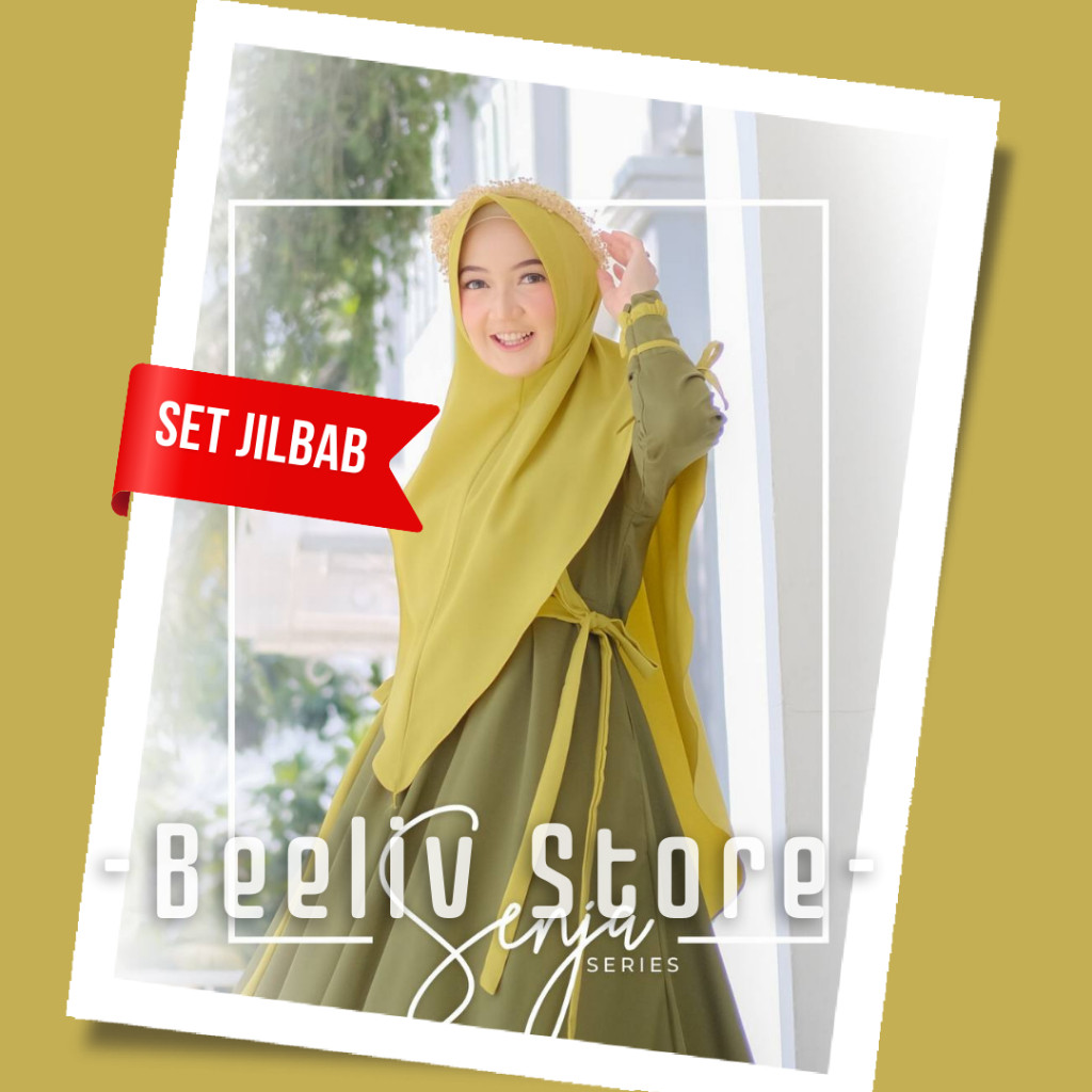 Gamis Busui Set Jilbab SENJA by Dinda Dress Polos Simple