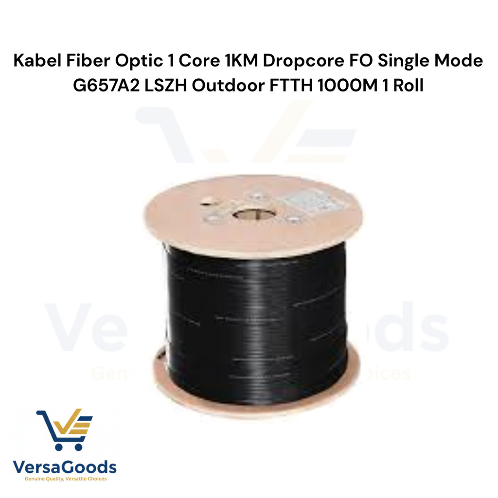 Kabel Fiber Optic 1 Core 1KM Dropcore FO Single Mode G657A2 LSZH Outdoor FTTH 1000M 1 Roll
