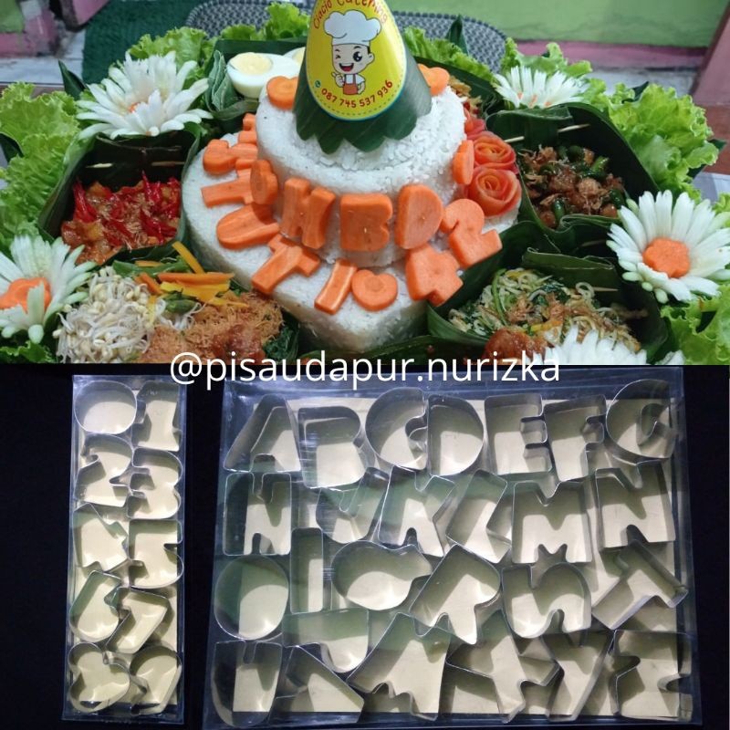 cetakan wortel cutter huruf angka stainless tumpeng garnish