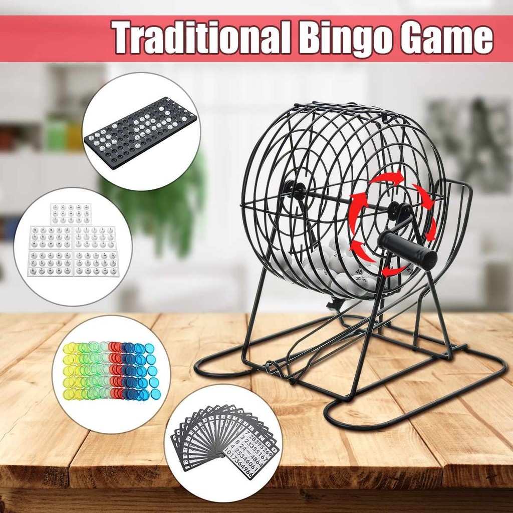 Set Bingo Party Game Keranjang Putar Bingo Game Edukasi Family Board Game Lucky Draw Set