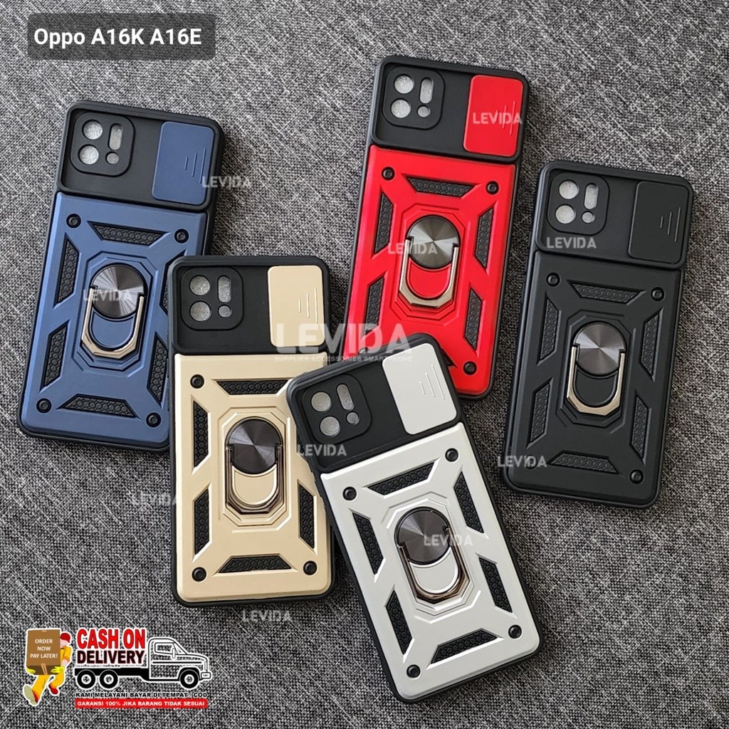 Case For Oppo A16K Oppo A16E Case Robot Slide Kamera Protect + Ringstand  Oppo A16K Oppo A16E TRANSF