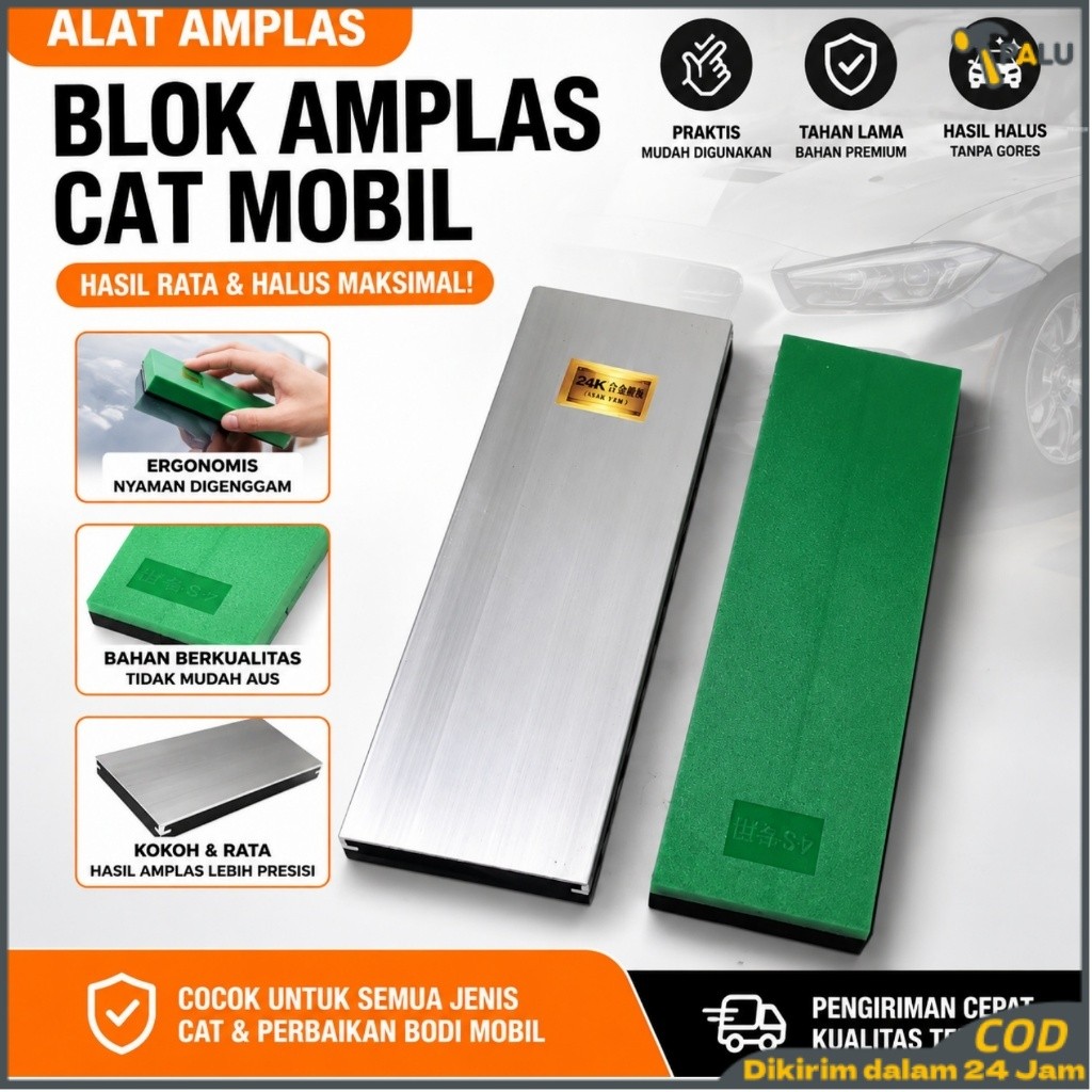 Sanding Block Pengamplasan Cat Mobil Aluminum Alat Pengamplasan Dempul Cat Mobil Papan Gosok Amplas 