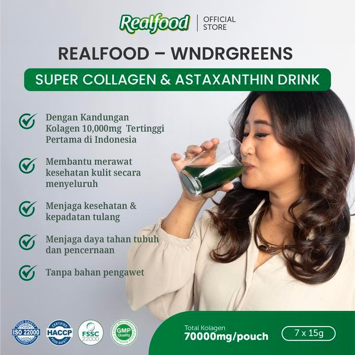 Realfood WNDR Greens Triple Pouch | Super Green Super Collagen Drink | Collagen 10000mg | Bird's Nes