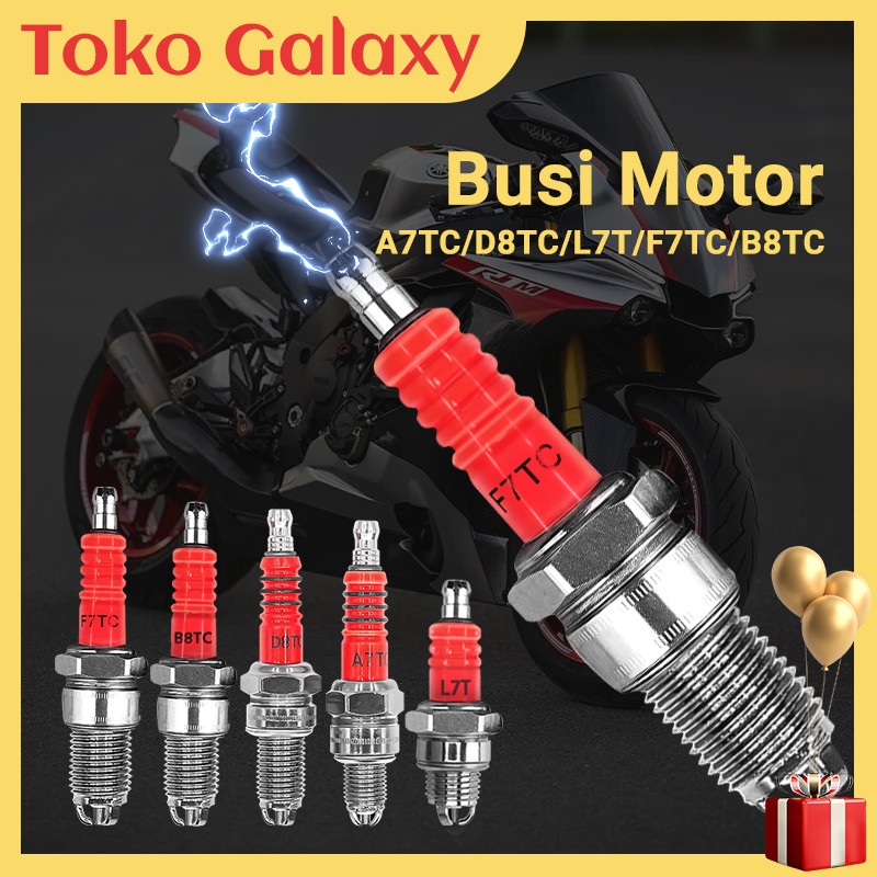 Busi Motor Kaki 3 Drat A7TC D8TC F7TC L7T  Cocok Mio Beat Grand  Supra X  Jupiter  Vega  Shogun Ting