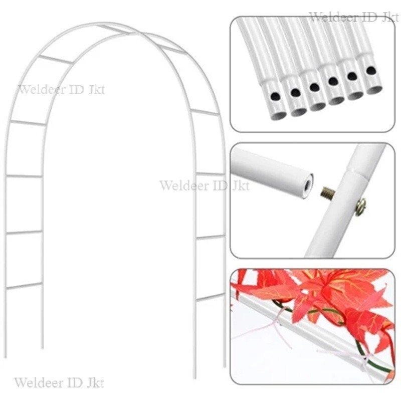 Pergola Besi Dekorasi Gapura Lengkung 2.4m x 1.4m Stand Dekorasi Pernikahan Wedding Arch Gate Metal 